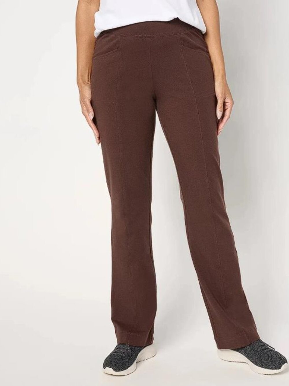 DENIM & CO. Women's Petite Duo Stretch Lightly Boot Pant Size LP In Brown